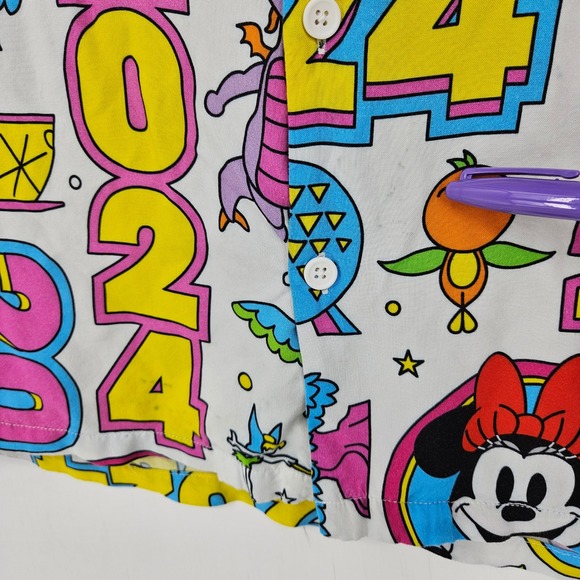 Disney Hawaiian Shirt Mens Large Button Up White 2024 All Over Print Casual - Picture 4 of 12